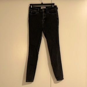 Free People High Rise Super Skinny Crvy Jeans in Black as Night